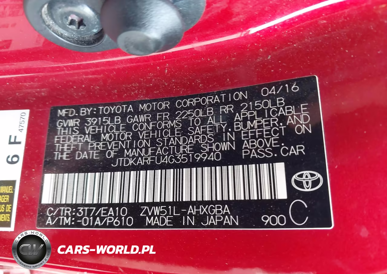2016 Toyota Prius Four VIN:JTDKARFU4G3519940 - 9
