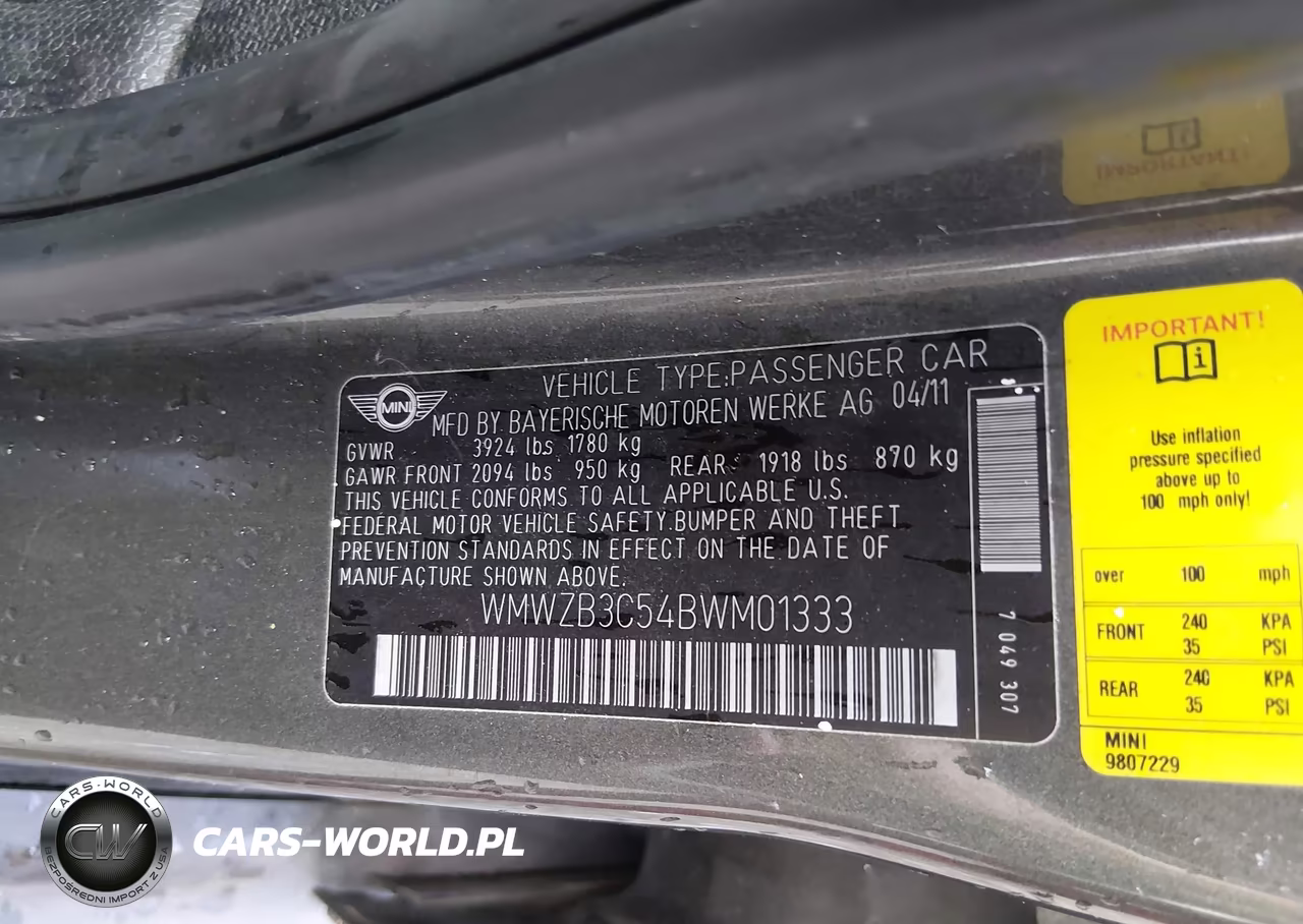 2011 Mini Cooper Countryman VIN:WMWZB3C54BWM01333 - 9