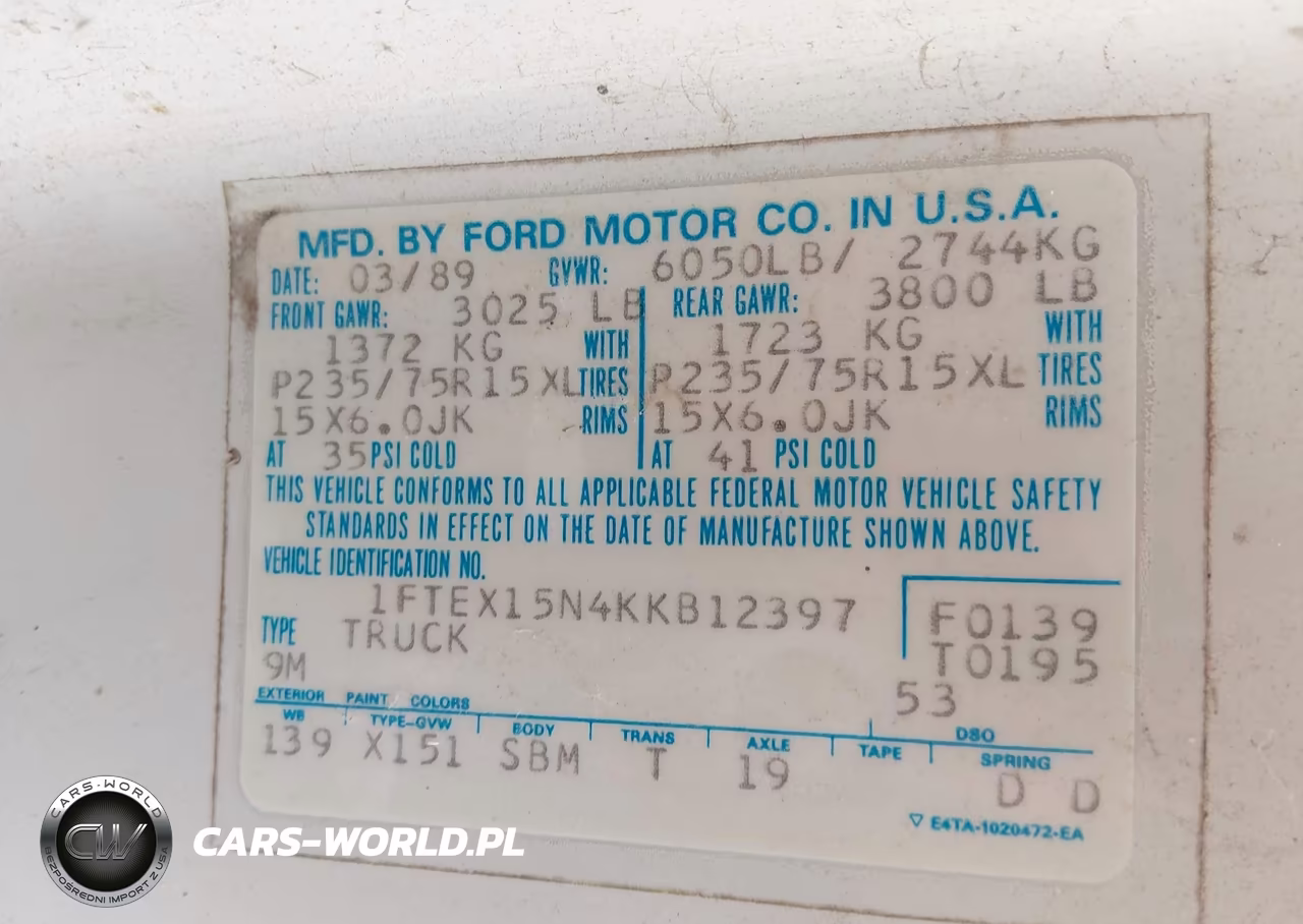 1989 Ford F150 VIN:1FTEX15N4KKB12397 - 9