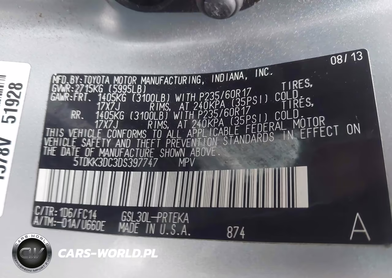 2013 Toyota Sienna Le V6 8 Passenger VIN:5TDKK3DC3DS397747 - 9