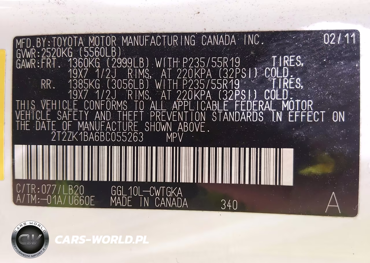 2011 Lexus Rx 350 VIN:2T2ZK1BA6BC055263 - 9