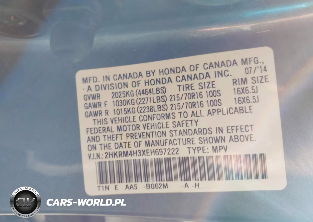 2014 Honda Cr-V Lx VIN:2HKRM4H3XEH697222 - 9