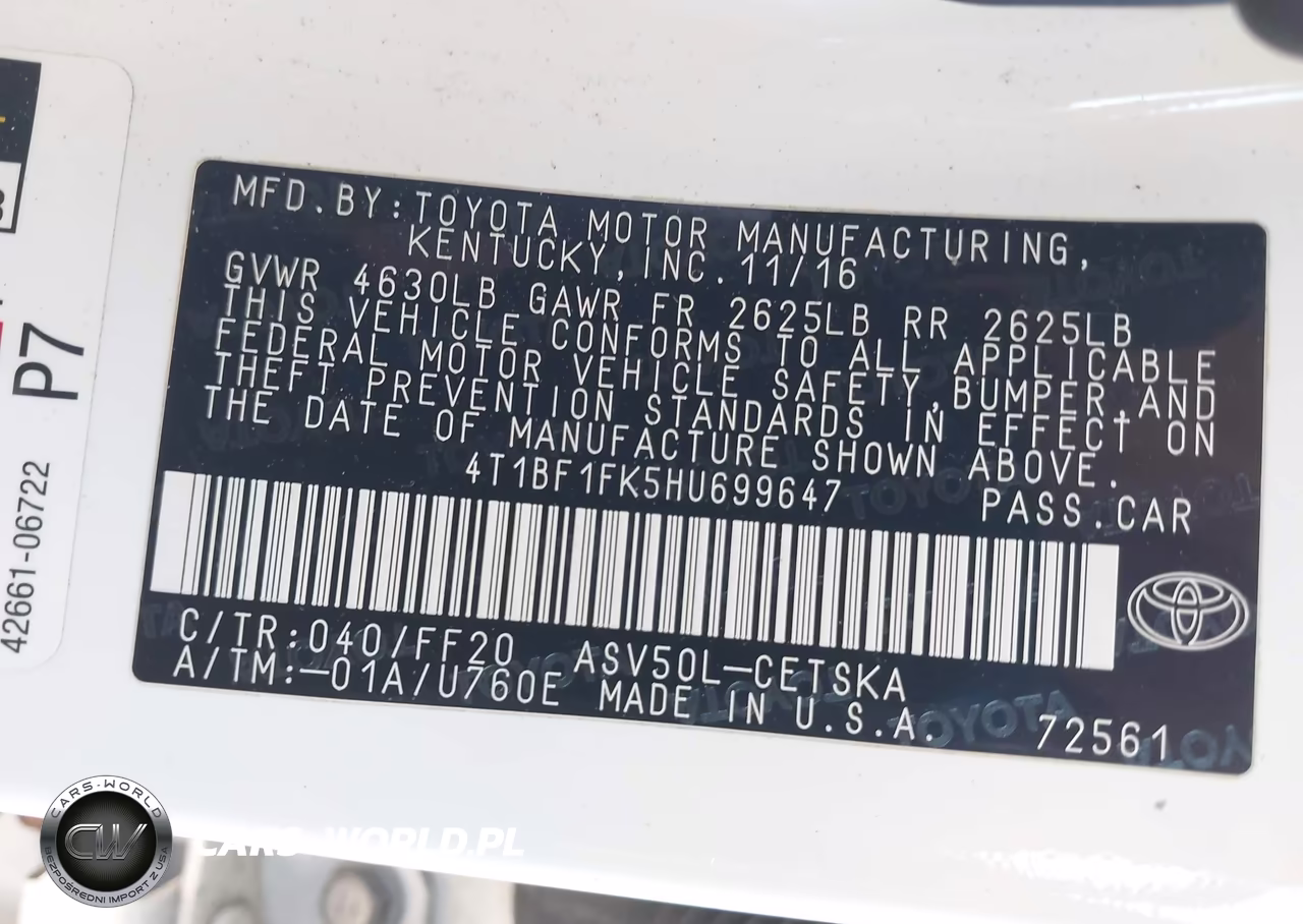 2017 Toyota Camry Se VIN:4T1BF1FK5HU699647 - 9
