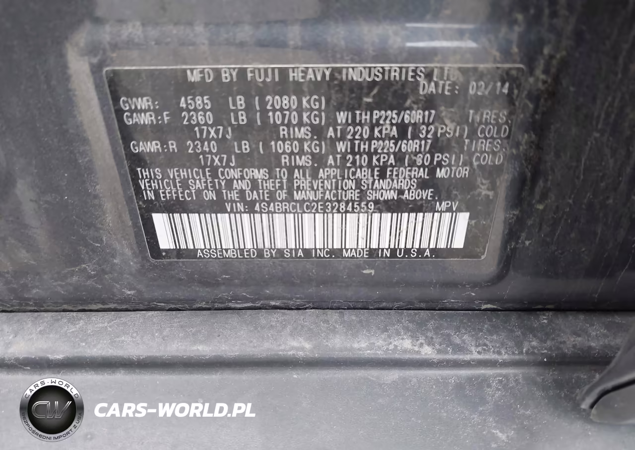 2014 Subaru Outback 2.5I Limited VIN:4S4BRCLC2E3284559 - 9