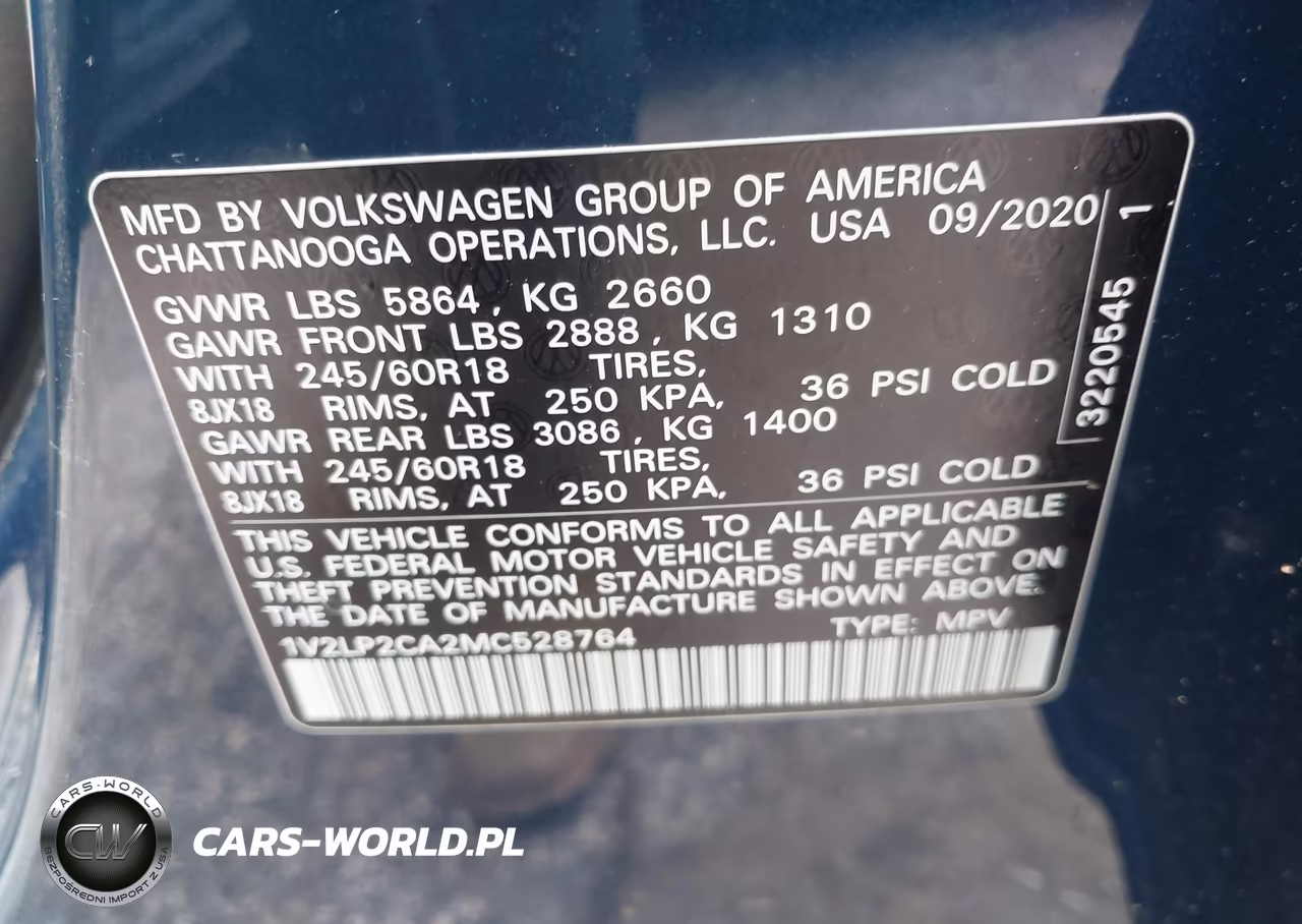 2021 Volkswagen Atlas 2.0T Se VIN:1V2LP2CA2MC528764 - 9