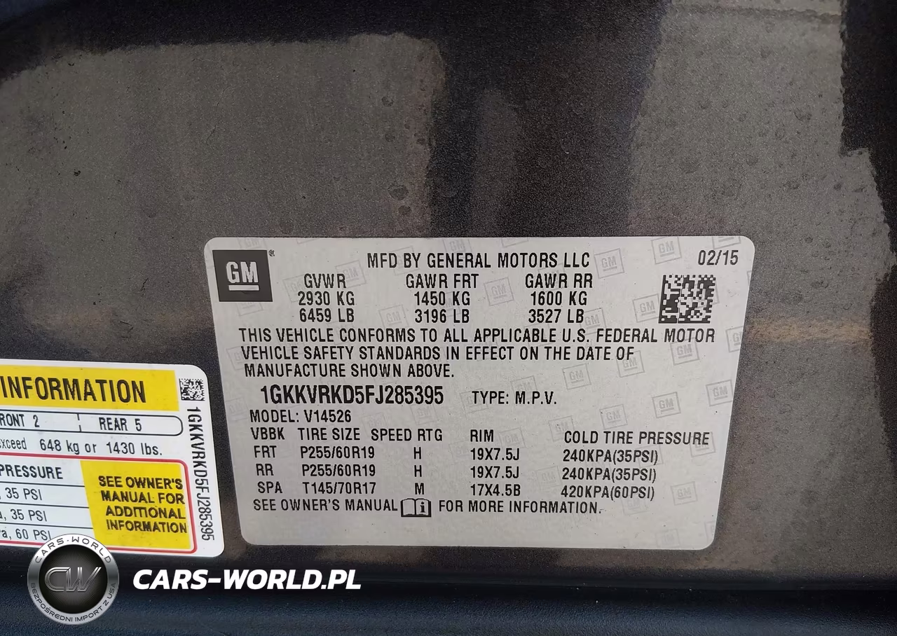 2015 GMC Acadia Slt VIN:1GKKVRKD5FJ285395 - 9