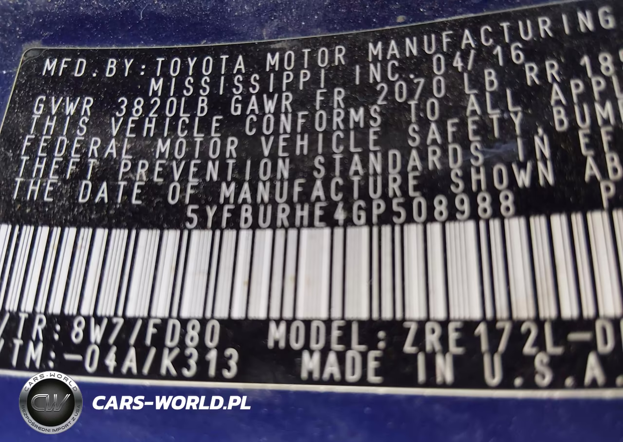 2016 Toyota Corolla S Plus VIN:5YFBURHE4GP508988 - 9