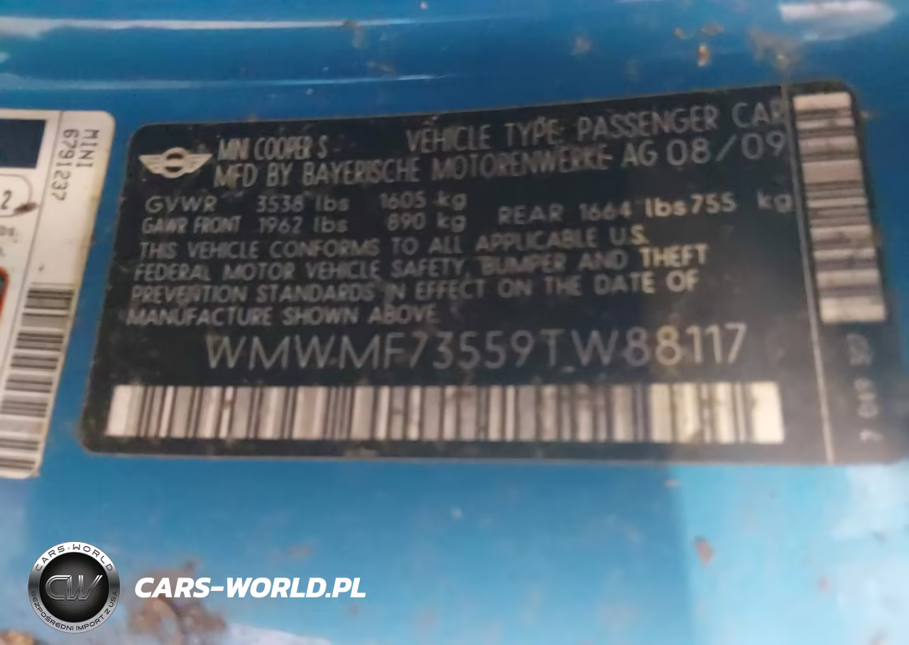 2009 Mini Cooper S VIN:WMWMF73559TW88117 - 9
