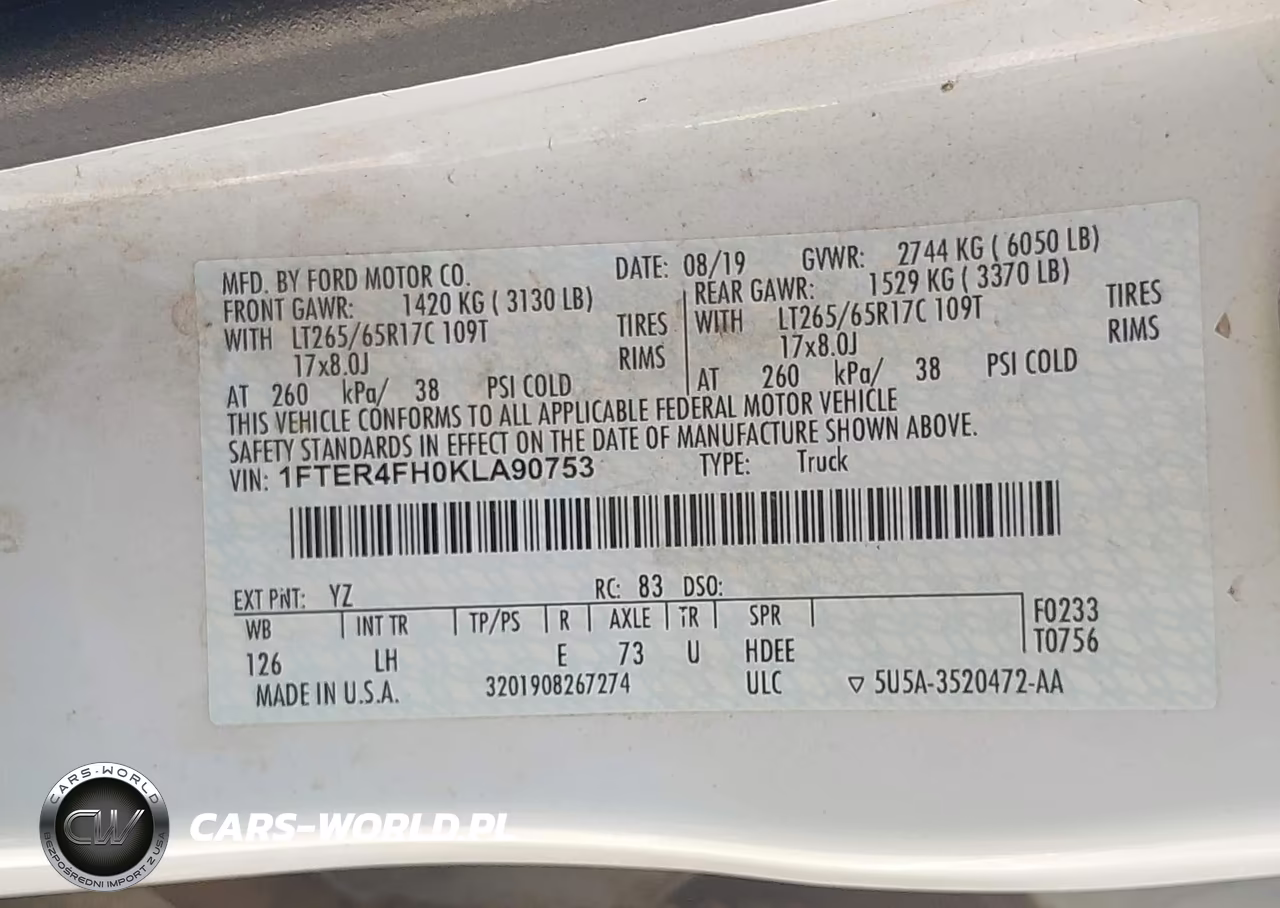 2019 Ford Ranger Xl VIN:1FTER4FH0KLA90753 - 9