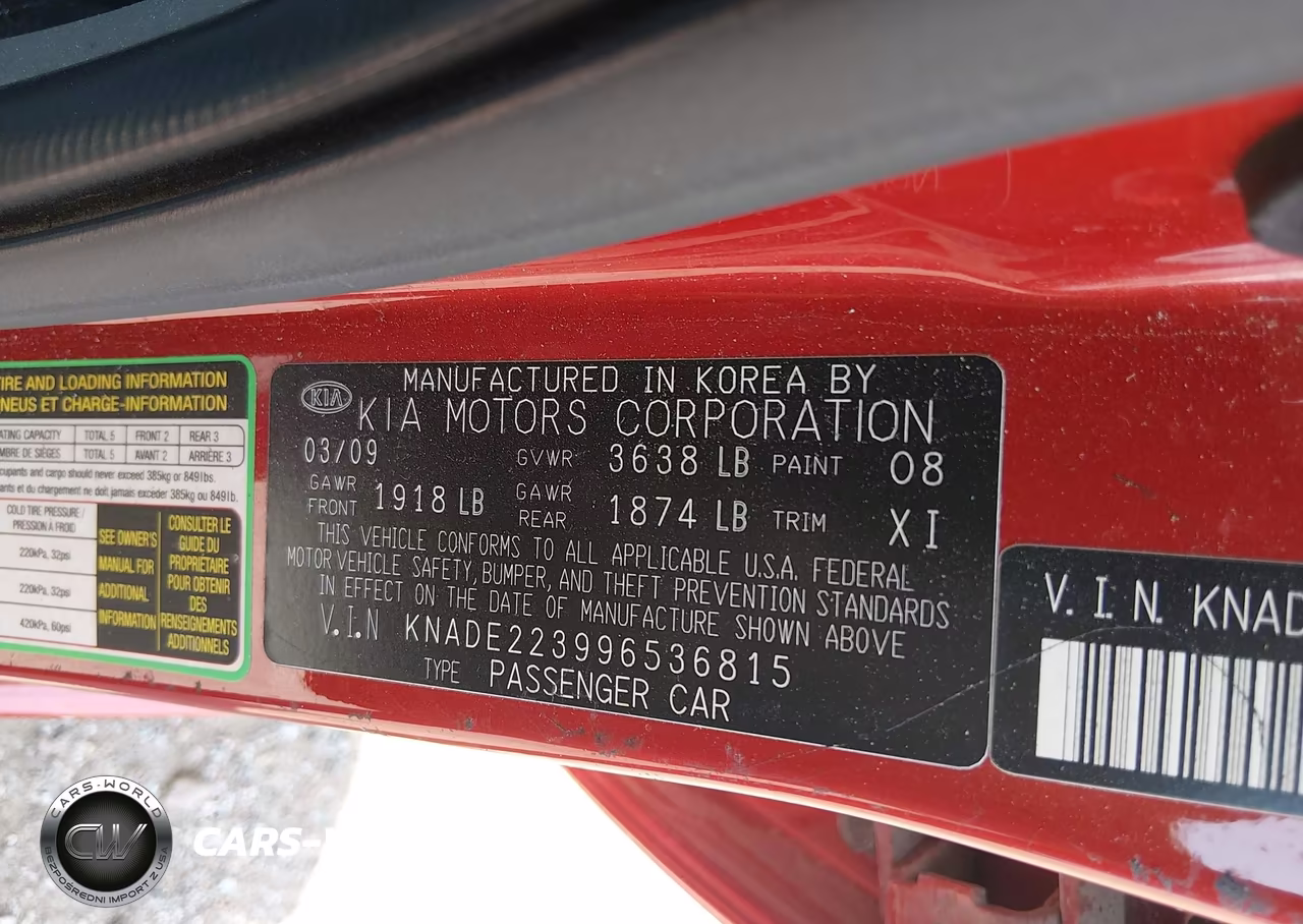 2009 Kia Rio Lx VIN:KNADE223996536815 - 9