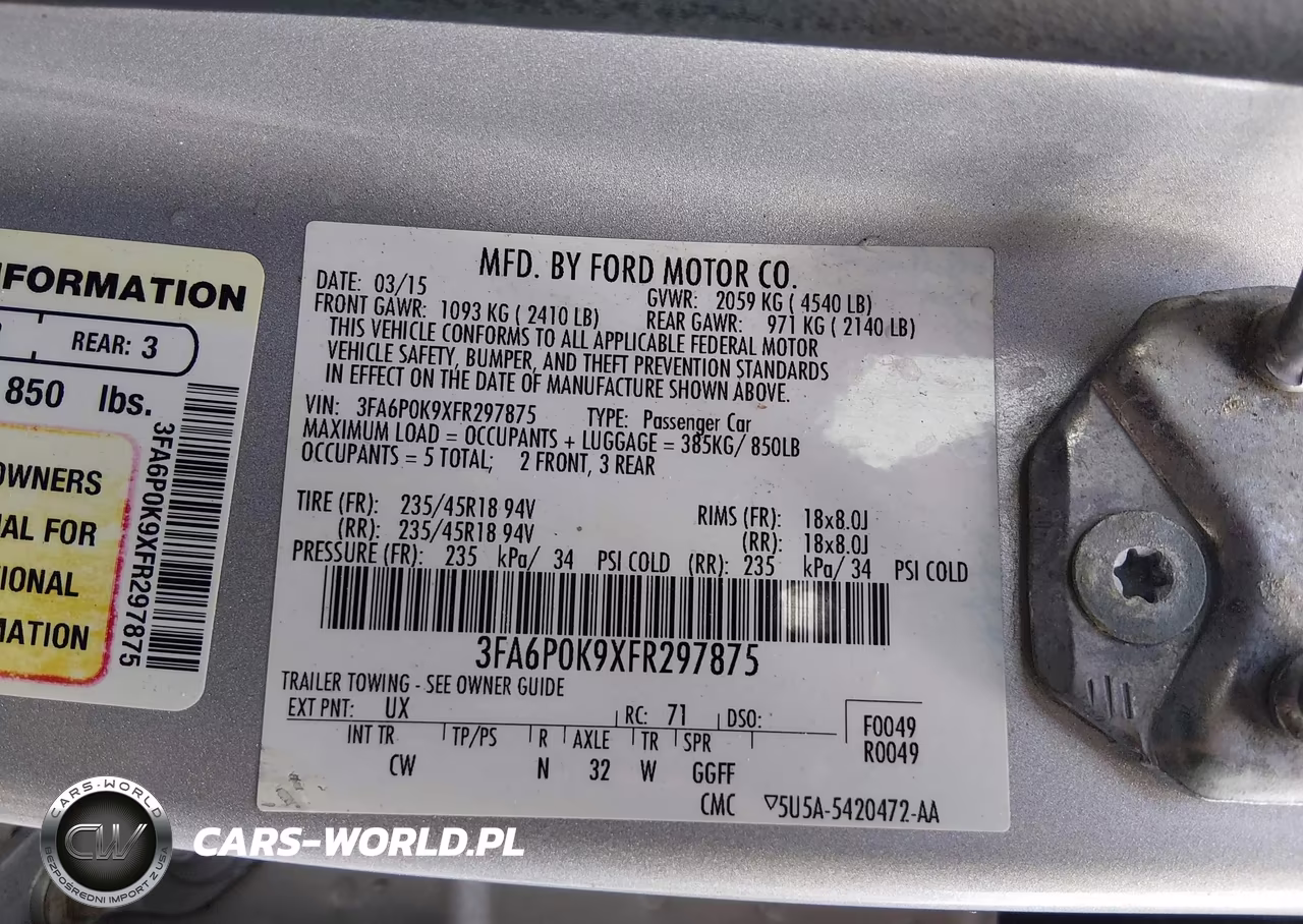 2015 Ford Fusion Titanium VIN:3FA6P0K9XFR297875 - 9