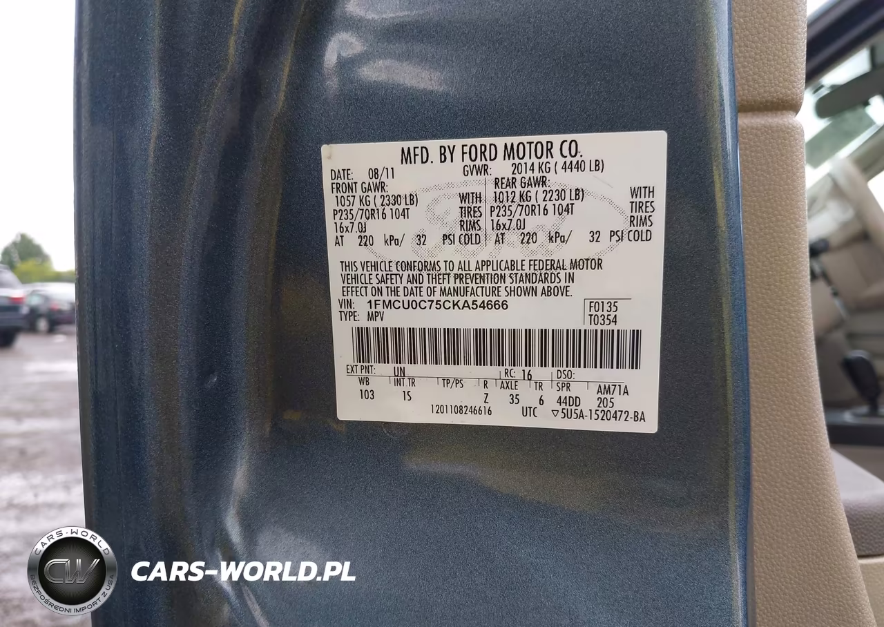 2012 Ford Escape Xls VIN:1FMCU0C75CKA54666 - 9