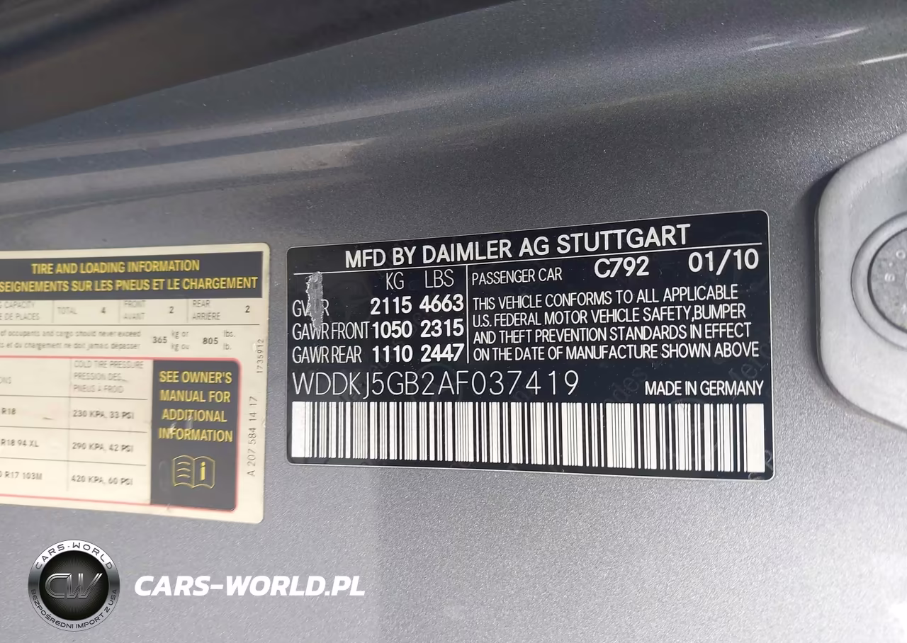 2010 Mercedes-Benz E 350 VIN:WDDKJ5GB2AF037419 - 9