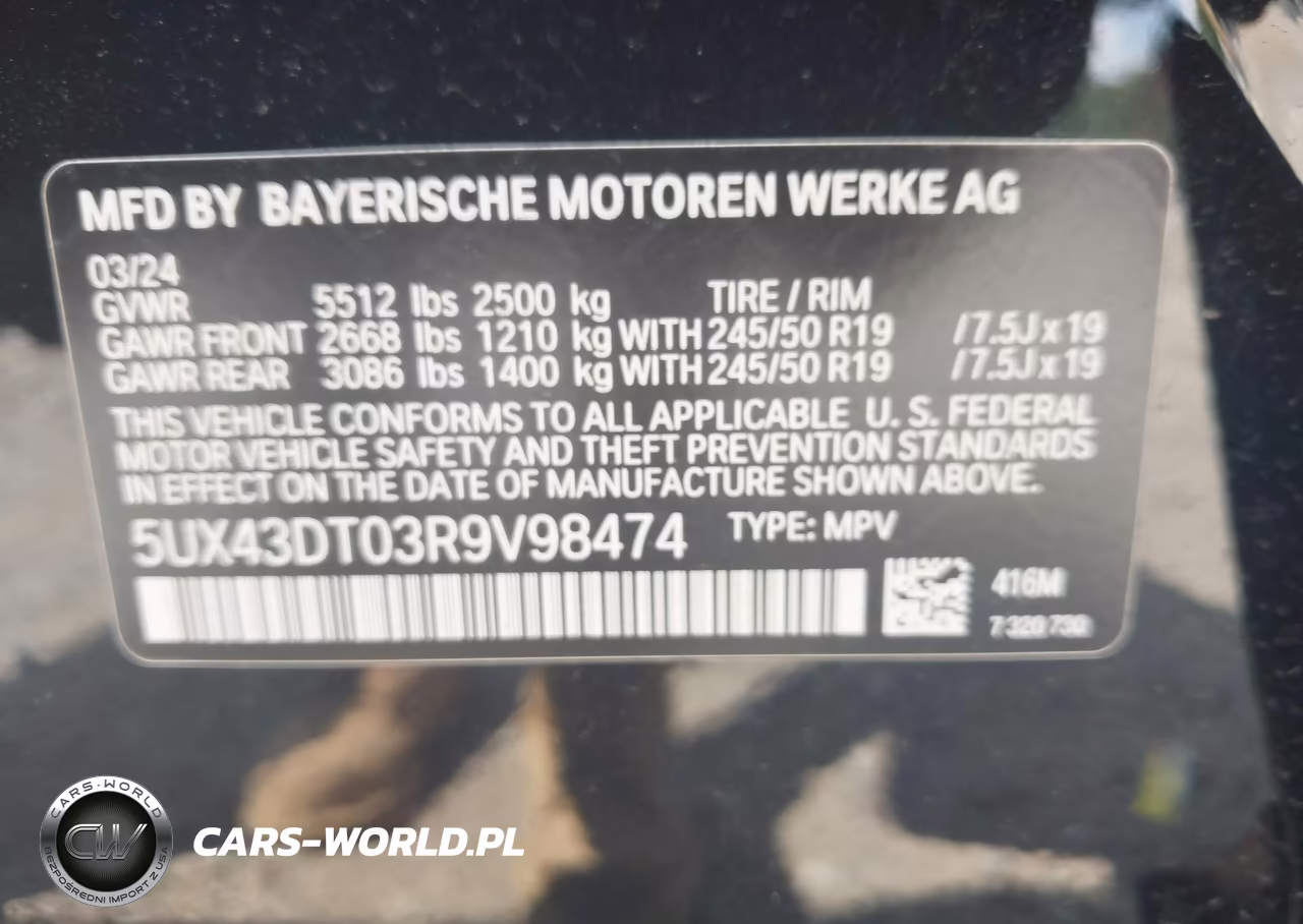 2024 BMW X4 M40I VIN:5UX43DT03R9V98474 - 9