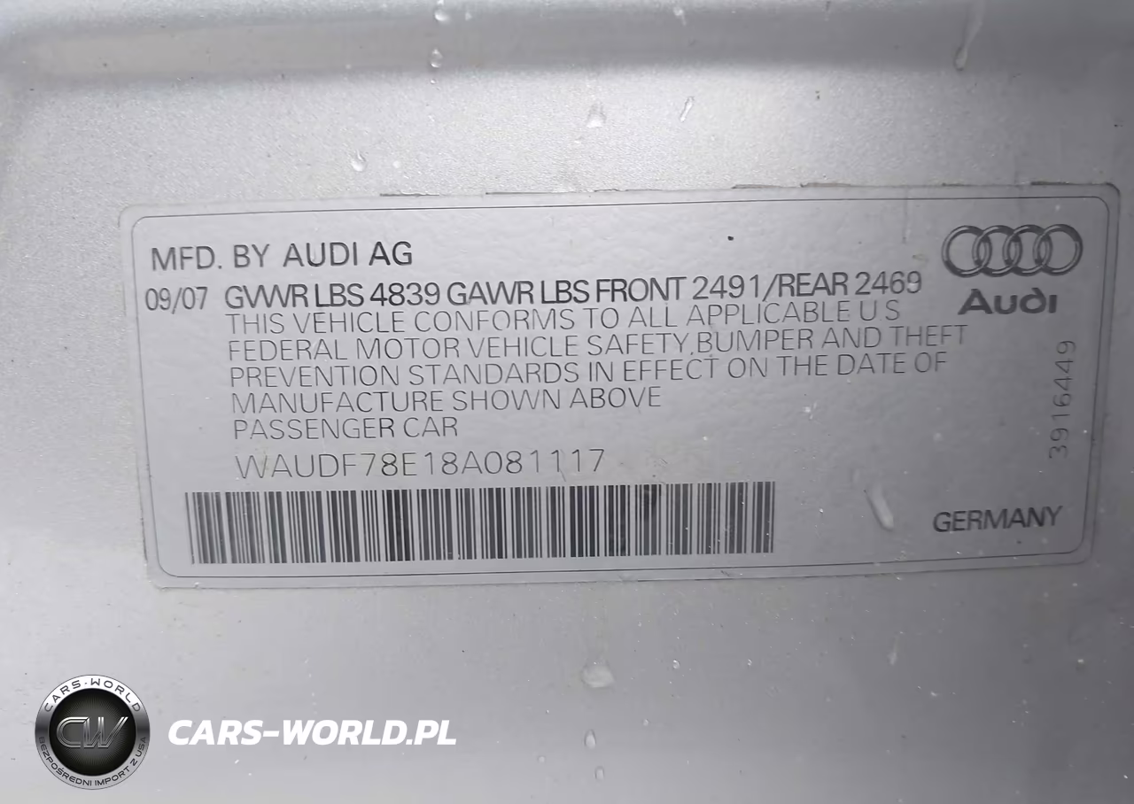 2008 Audi A4 2.0T-2.0T Special Edition VIN:WAUDF78E18A081117 - 9