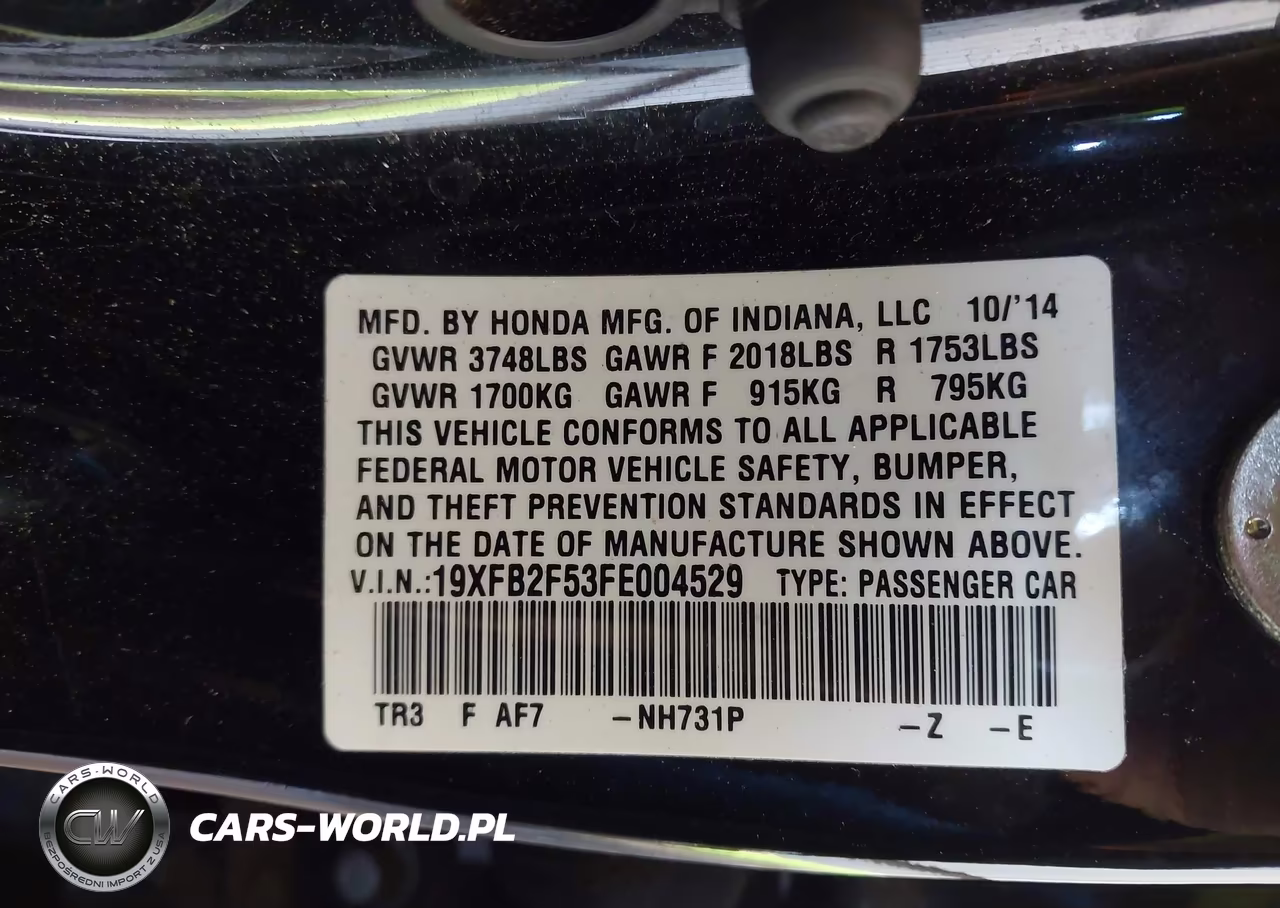 2015 Honda Civic Lx VIN:19XFB2F53FE004529 - 9