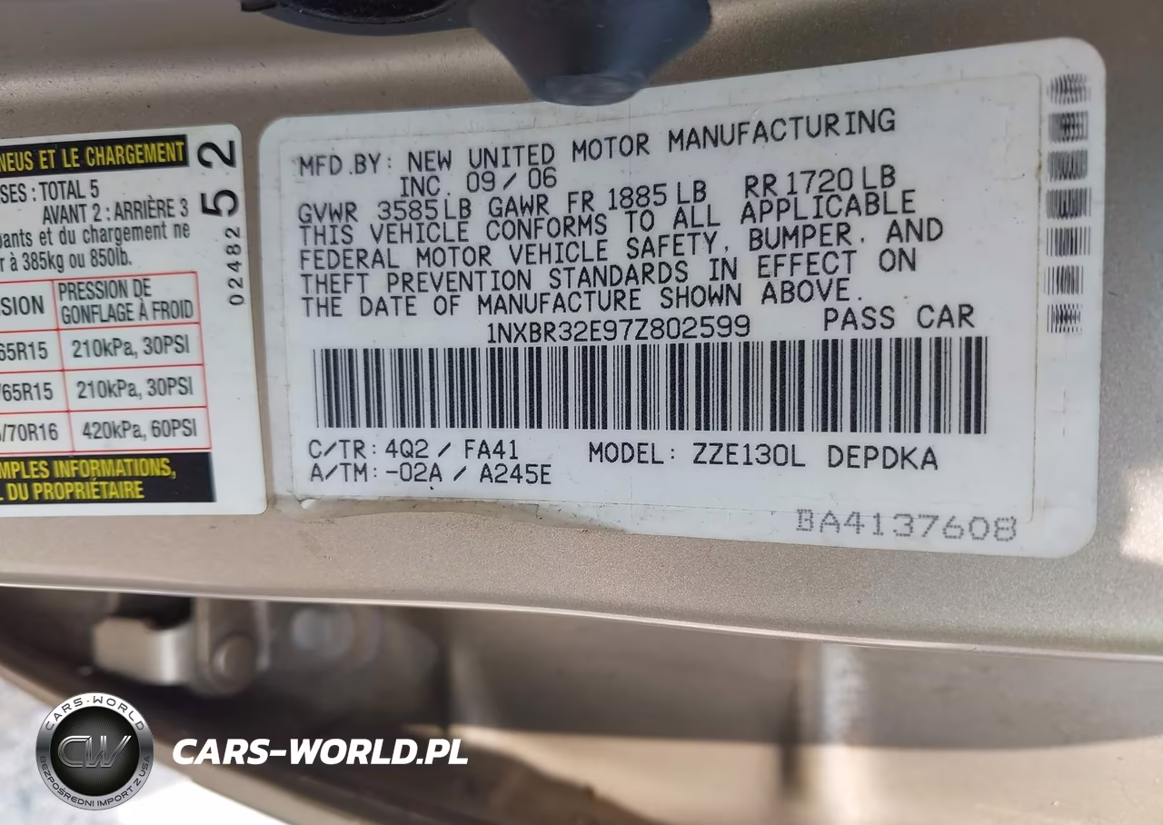 2007 Toyota Corolla Ce-Le-S VIN:1NXBR32E97Z802599 - 9