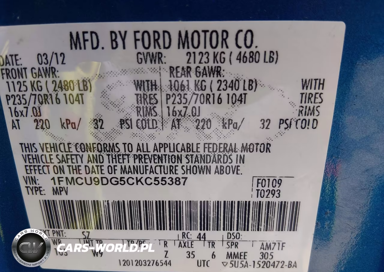 2012 Ford Escape Xlt VIN:1FMCU9DG5CKC55387 - 9