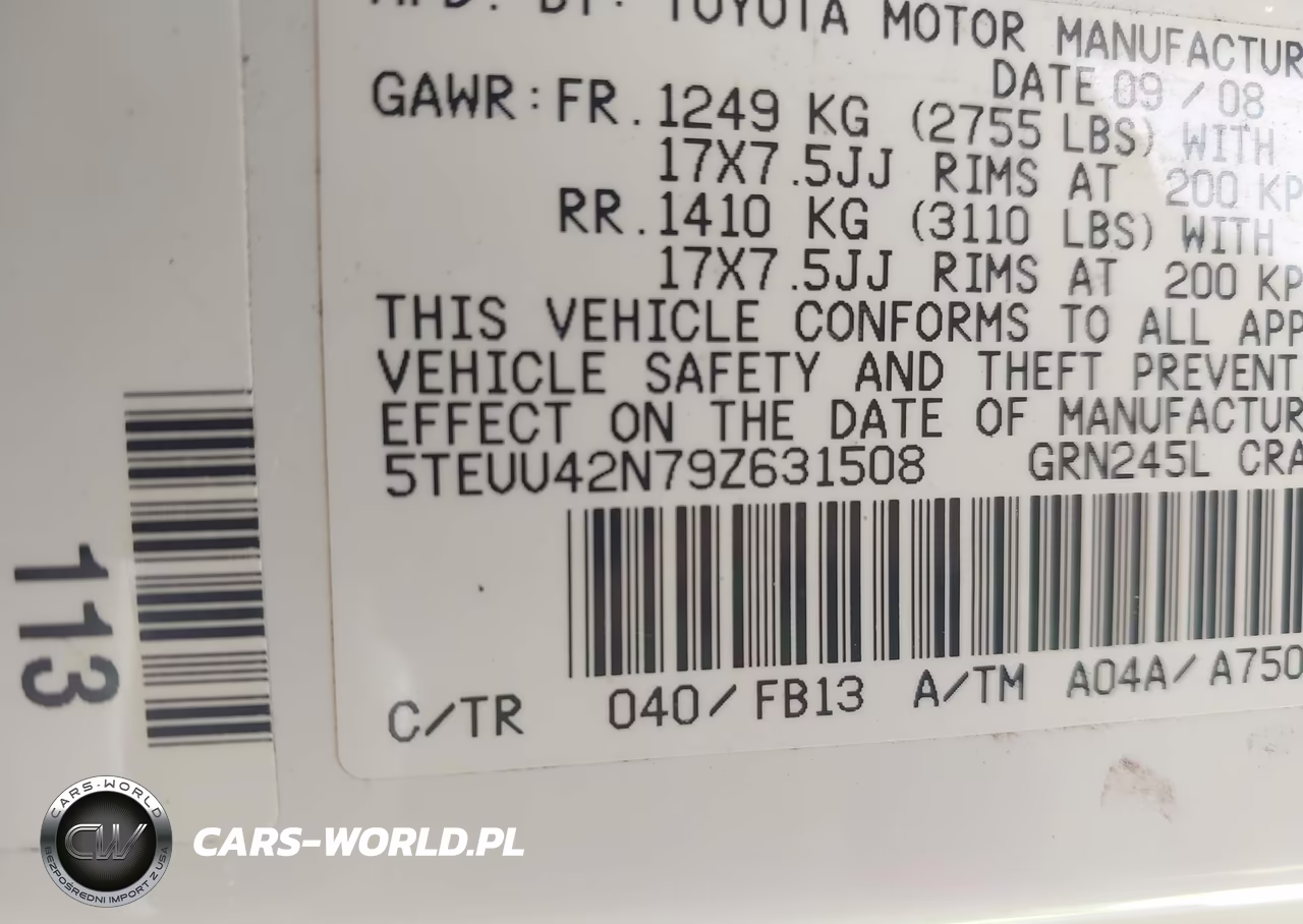2009 Toyota Tacoma Base V6 VIN:5TEUU42N79Z631508 - 9