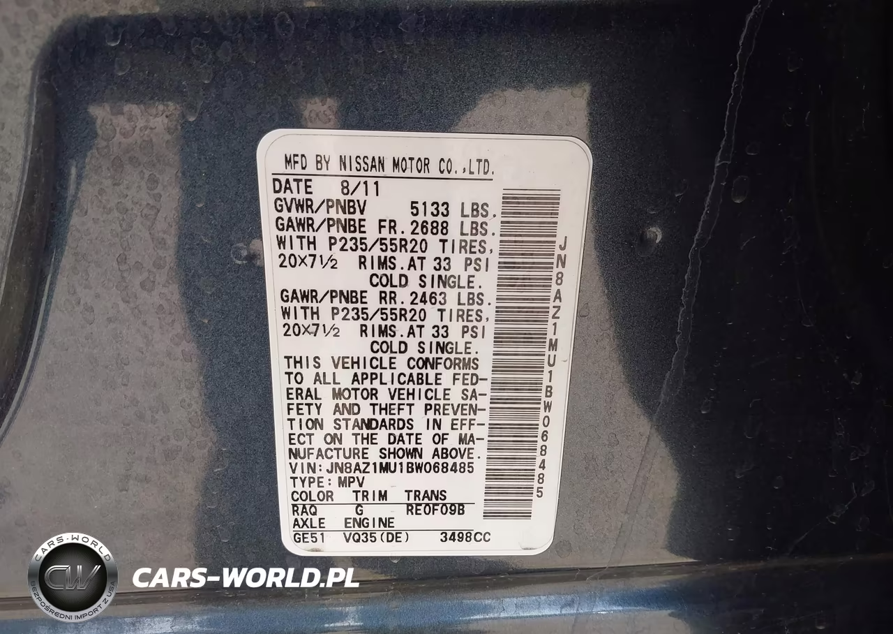 2011 Nissan Murano Le VIN:JN8AZ1MU1BW068485 - 9