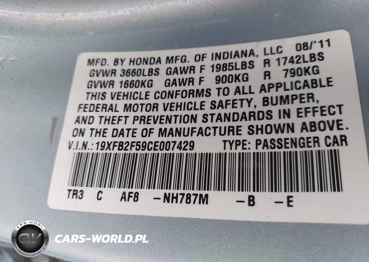 2012 Honda Civic Lx VIN:19XFB2F59CE007429 - 9