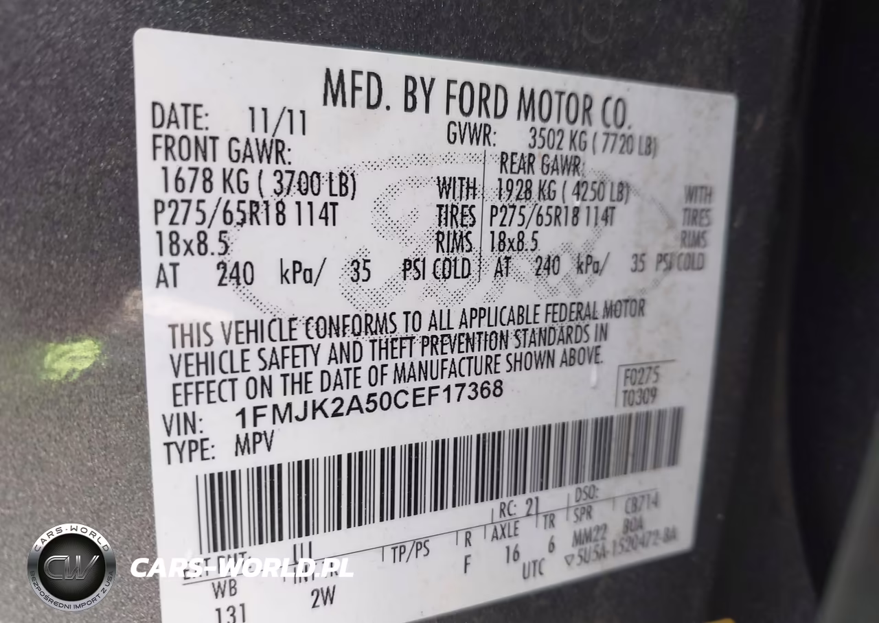 2012 Ford Expedition El Limited VIN:1FMJK2A50CEF17368 - 9