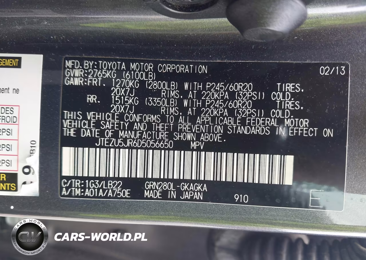 2013 Toyota 4Runner Limited VIN:JTEZU5JR6D5056650 - 9