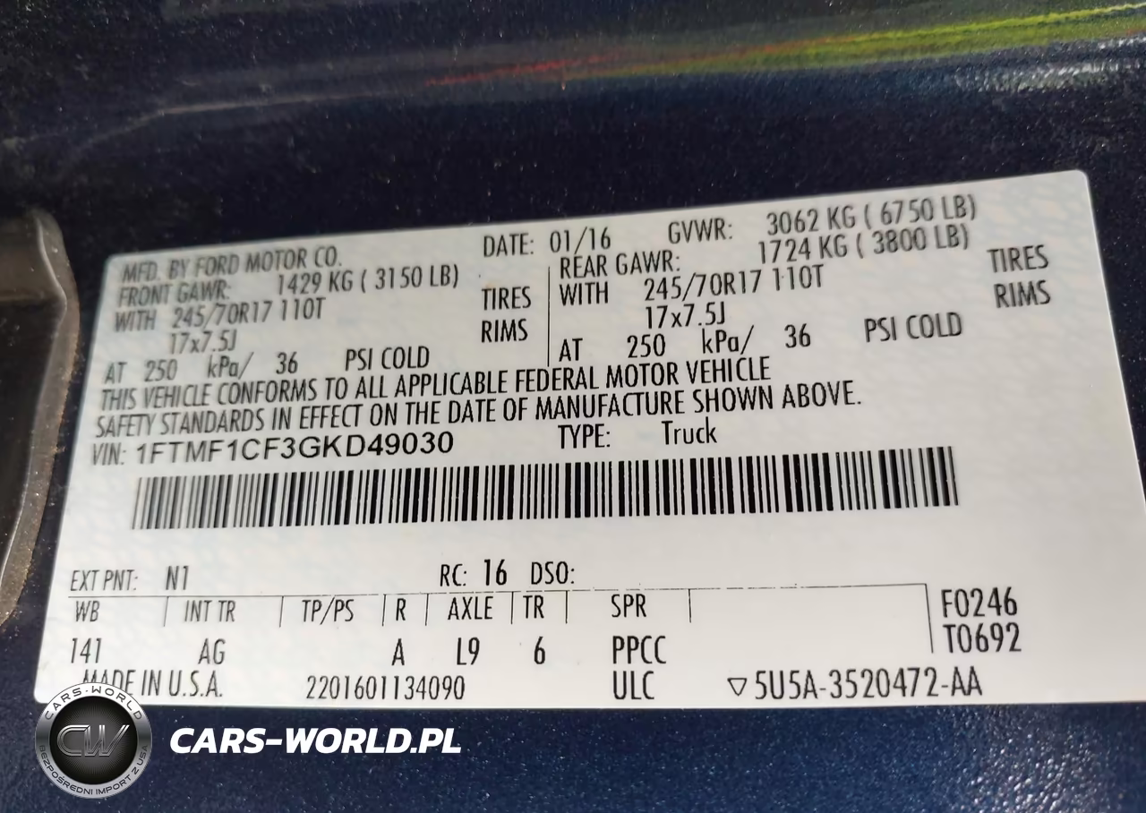 2016 Ford F-150 Xl VIN:1FTMF1CF3GKD49030 - 9