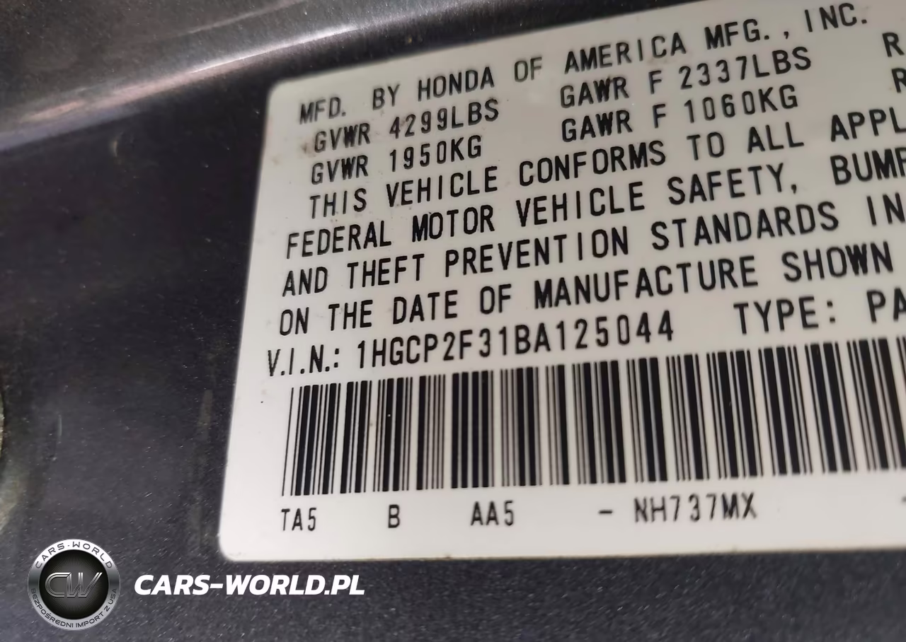 2011 Honda Accord 2.4 Lx VIN:1HGCP2F31BA125044 - 9