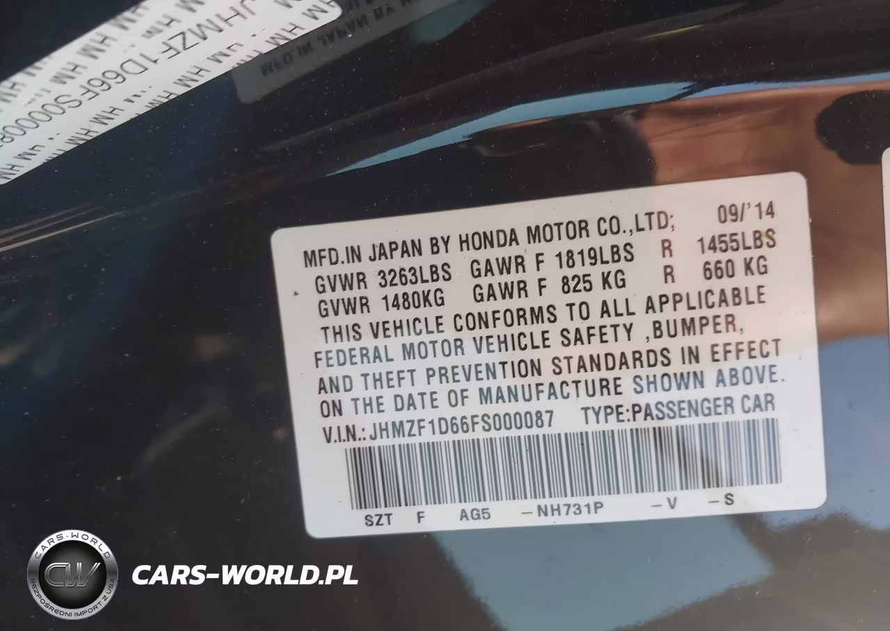 2015 Honda Cr-Z Ex VIN:JHMZF1D66FS000087 - 9