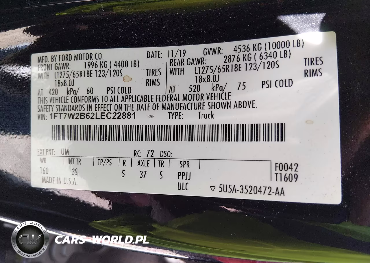2020 Ford F-250 Xlt VIN:1FT7W2B62LEC22881 - 9