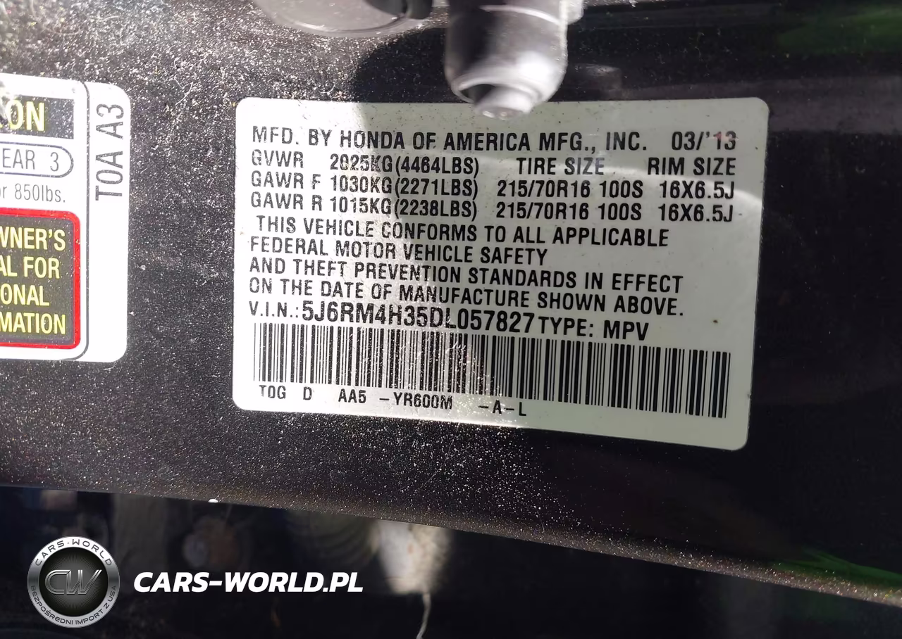 2013 Honda Cr-V Lx VIN:5J6RM4H35DL057827 - 9