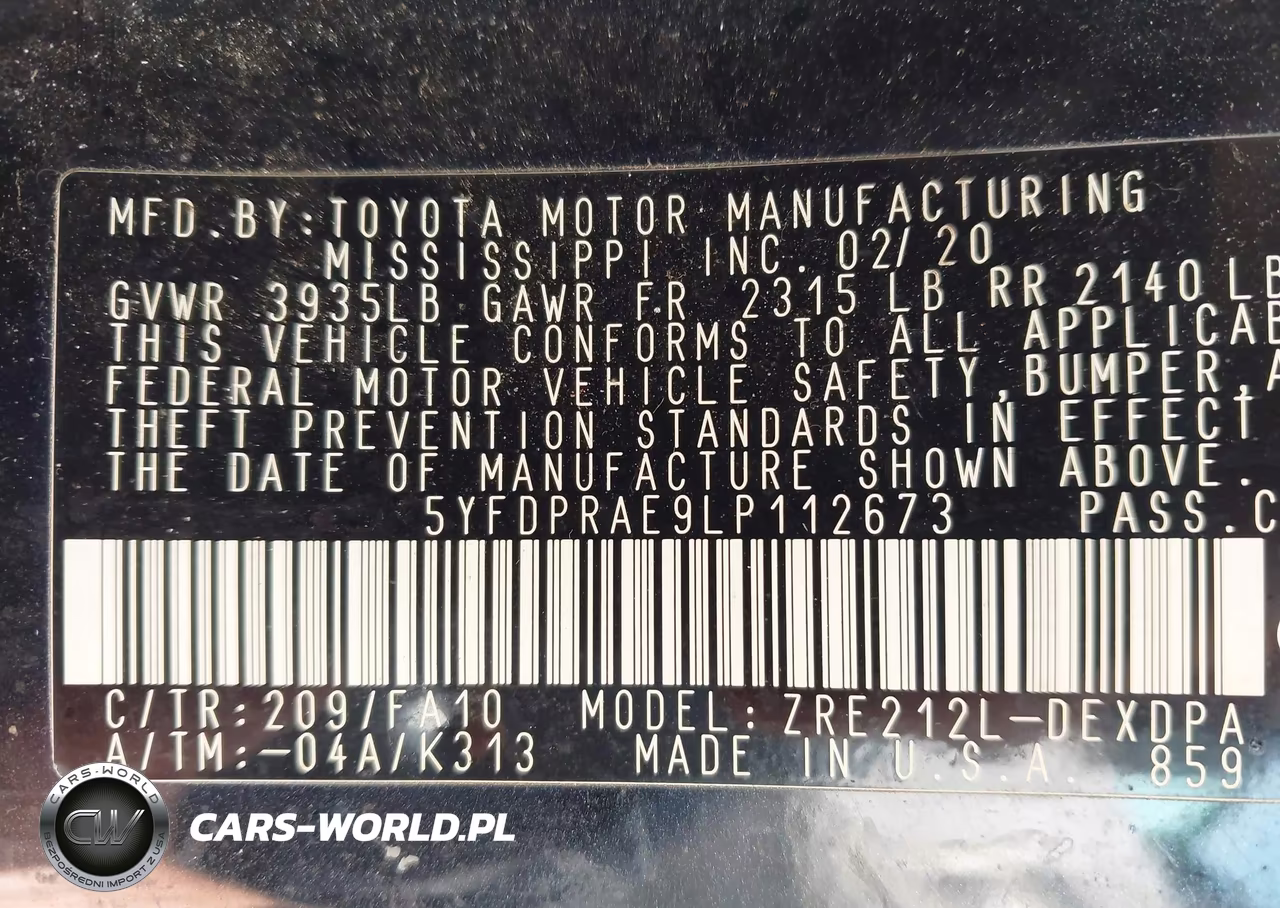 2020 Toyota Corolla L VIN:5YFDPRAE9LP112673 - 9