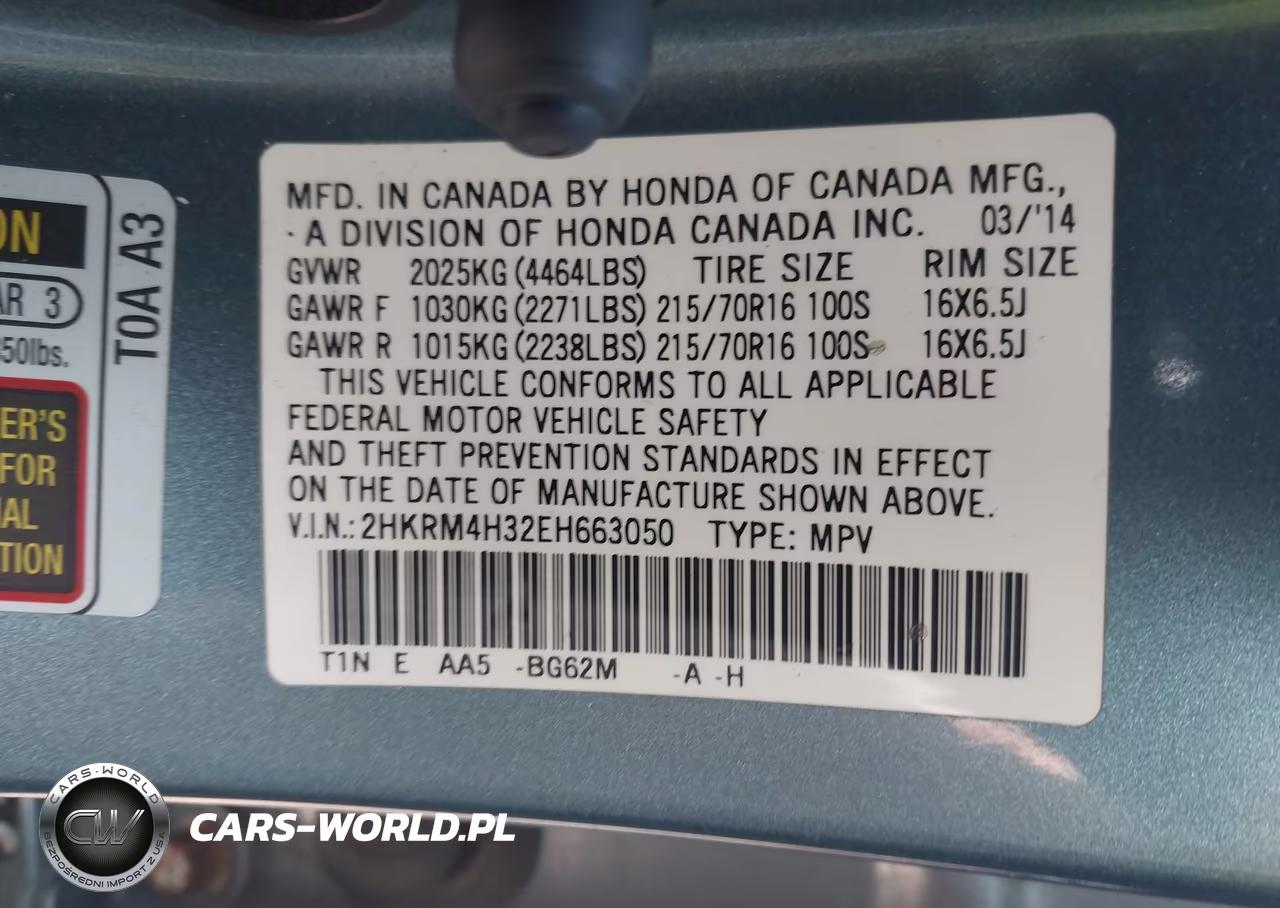 2014 Honda Cr-V Lx VIN:2HKRM4H32EH663050 - 9