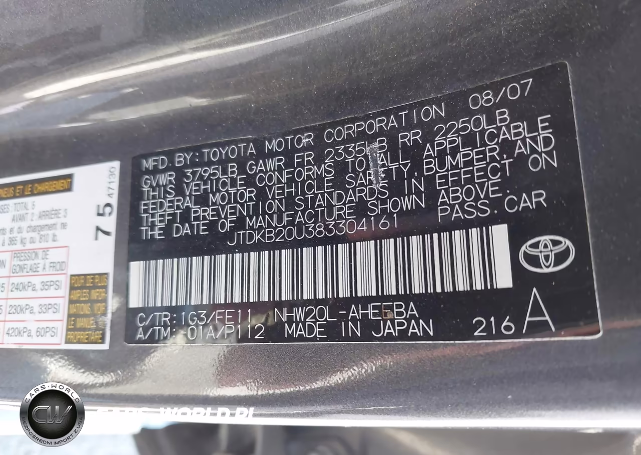 2008 Toyota Prius VIN:JTDKB20U383304161 - 9