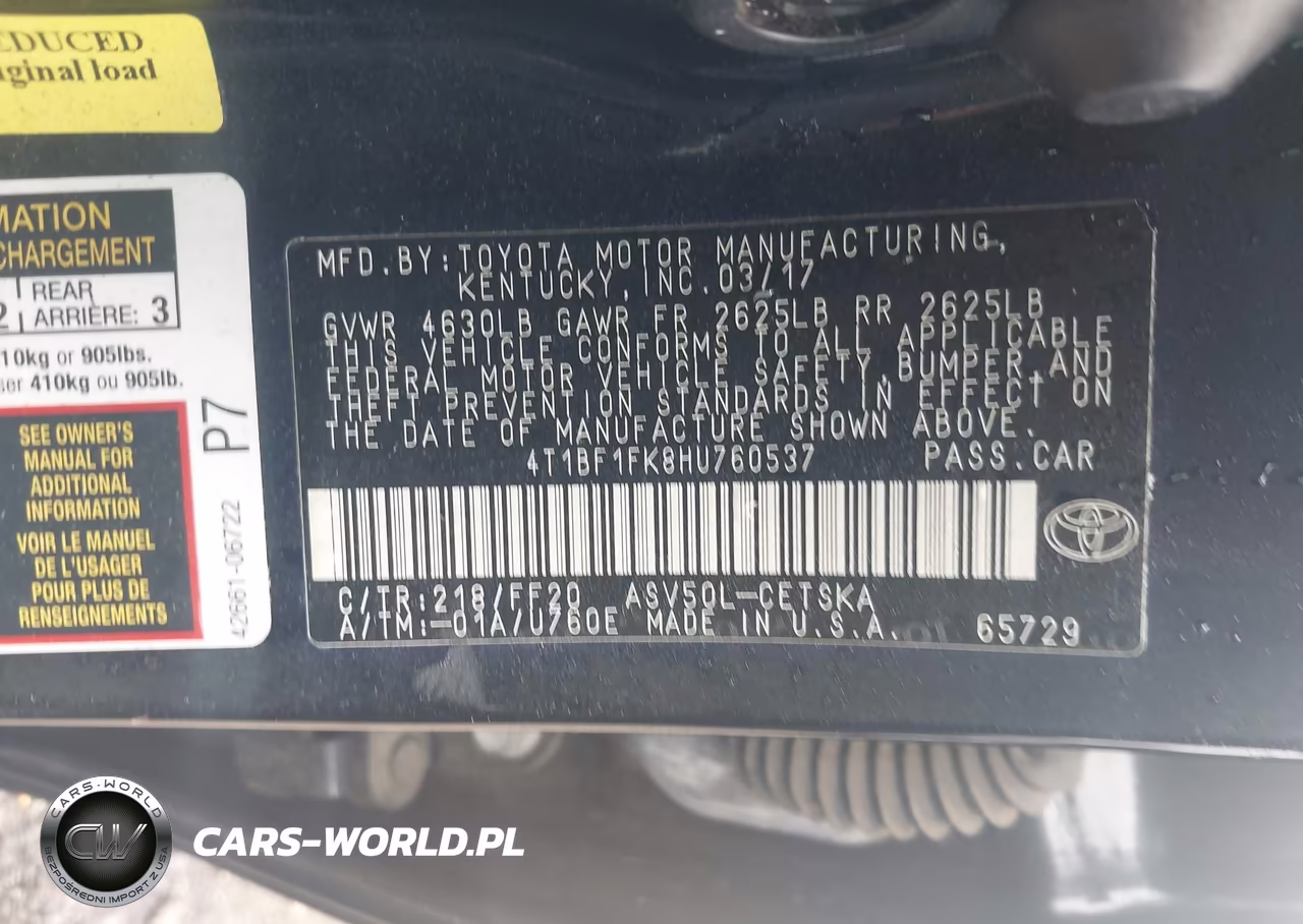 2017 Toyota Camry Se VIN:4T1BF1FK8HU760537 - 9