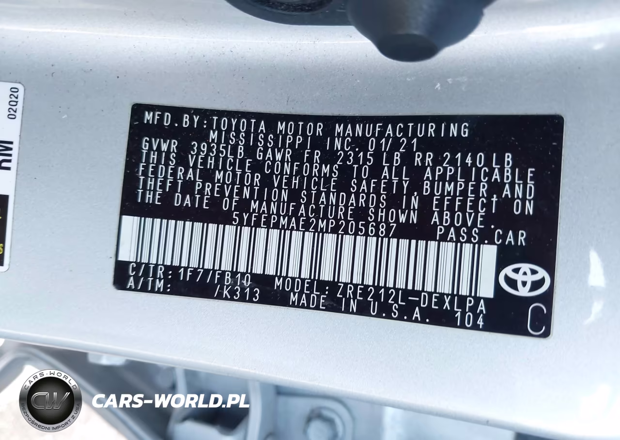 2021 Toyota Corolla Le VIN:5YFEPMAE2MP205687 - 9