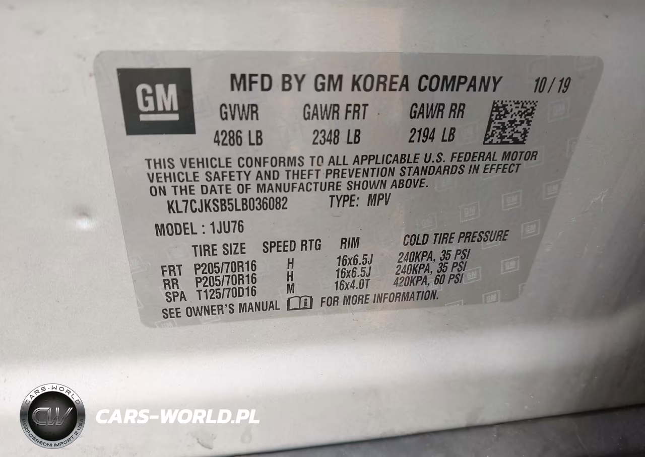 2020 Chevrolet Trax Fwd Ls VIN:KL7CJKSB5LB036082 - 9