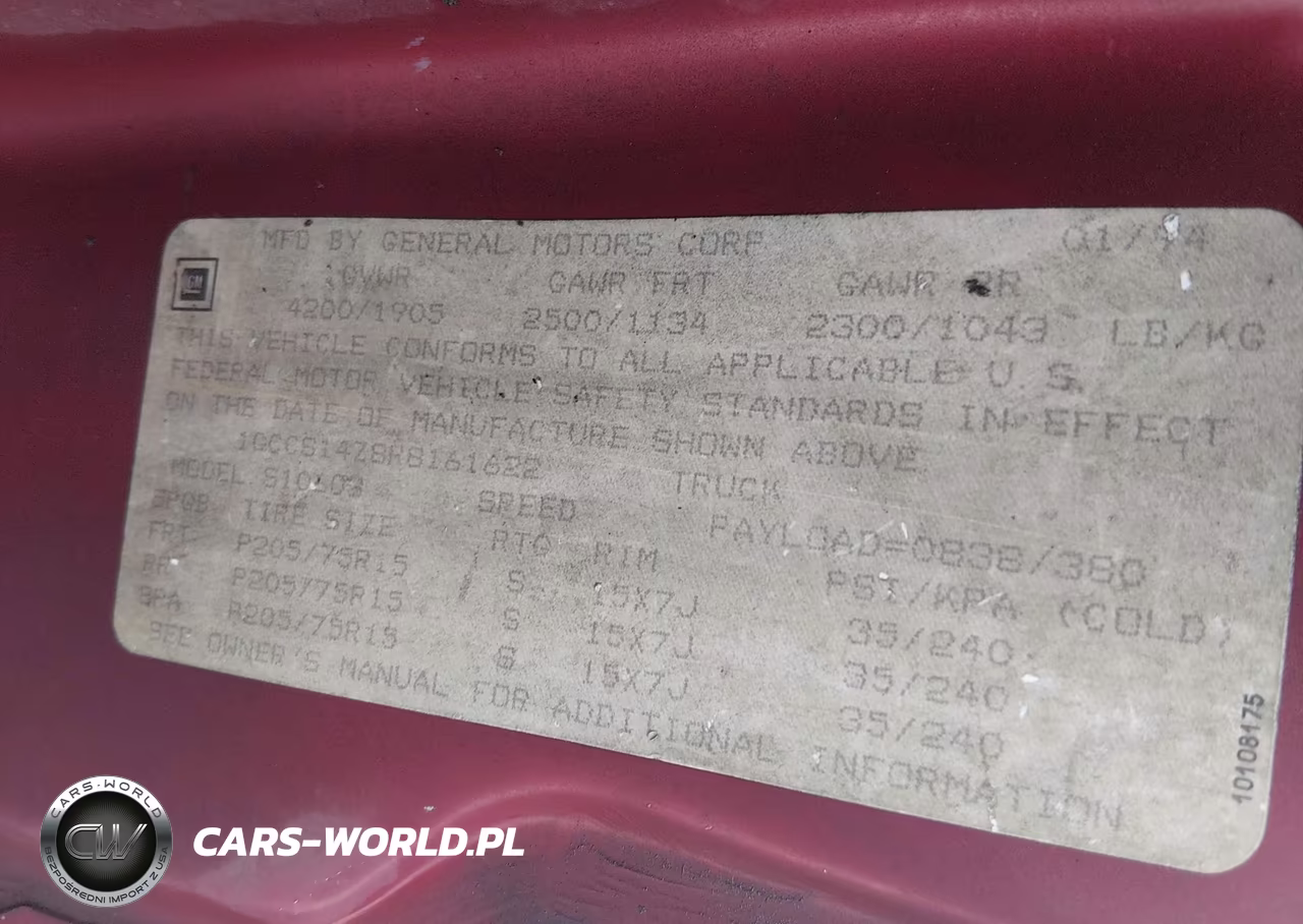 1994 Chevrolet S Truck S10 VIN:1GCCS14Z8R8161622 - 9