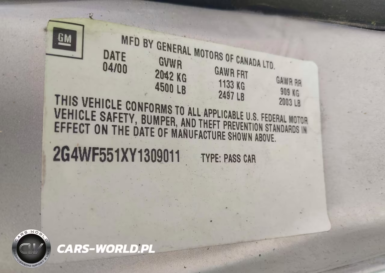 2000 Buick Regal Gs VIN:2G4WF551XY1309011 - 9