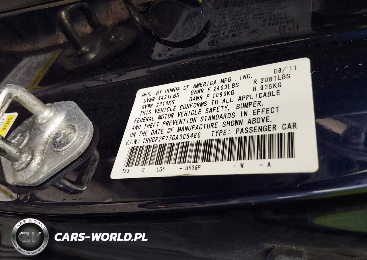 2012 Honda Accord 2.4 Ex VIN:1HGCP2F77CA005480 - 9