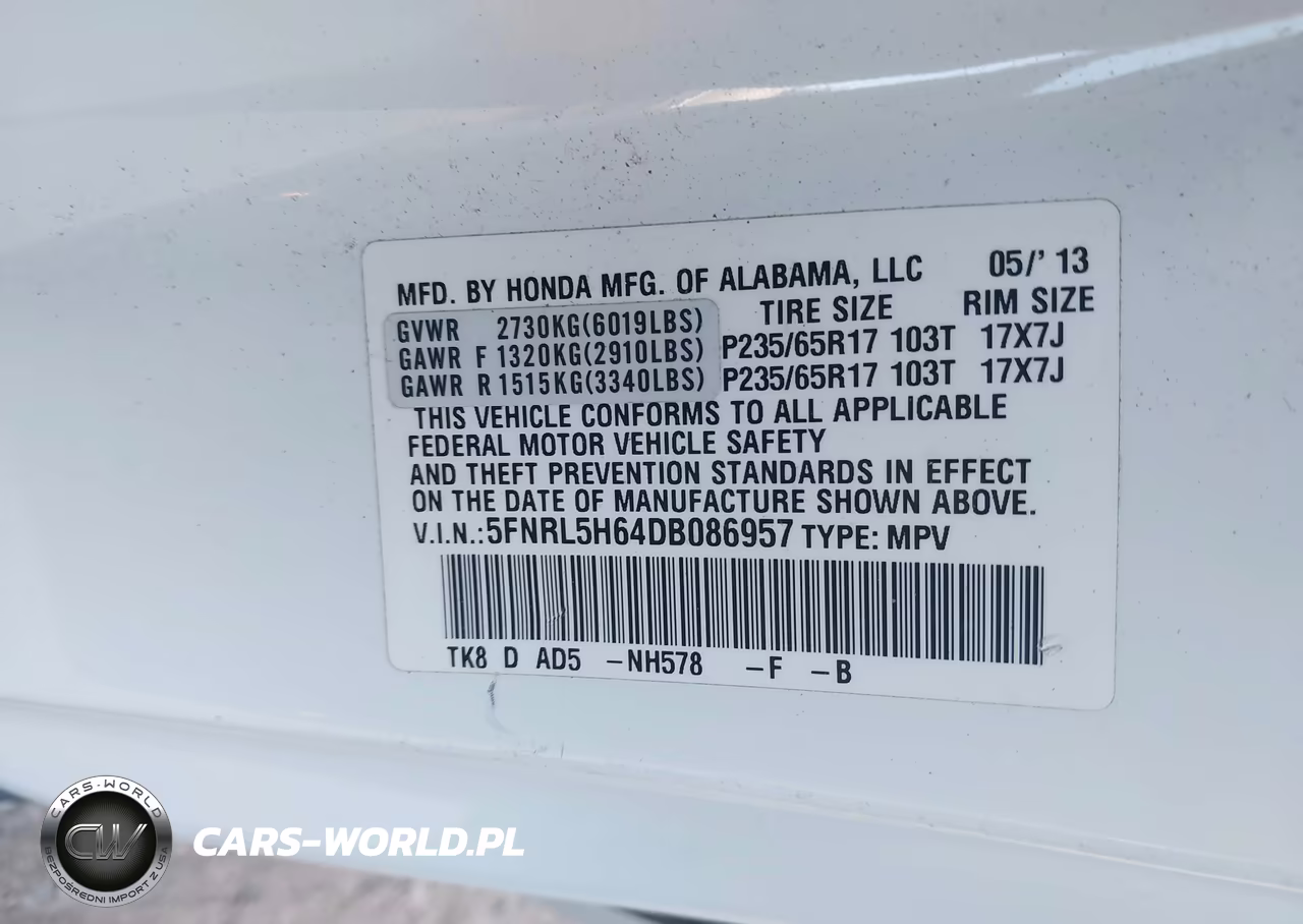 2013 Honda Odyssey Ex-L VIN:5FNRL5H64DB086957 - 9