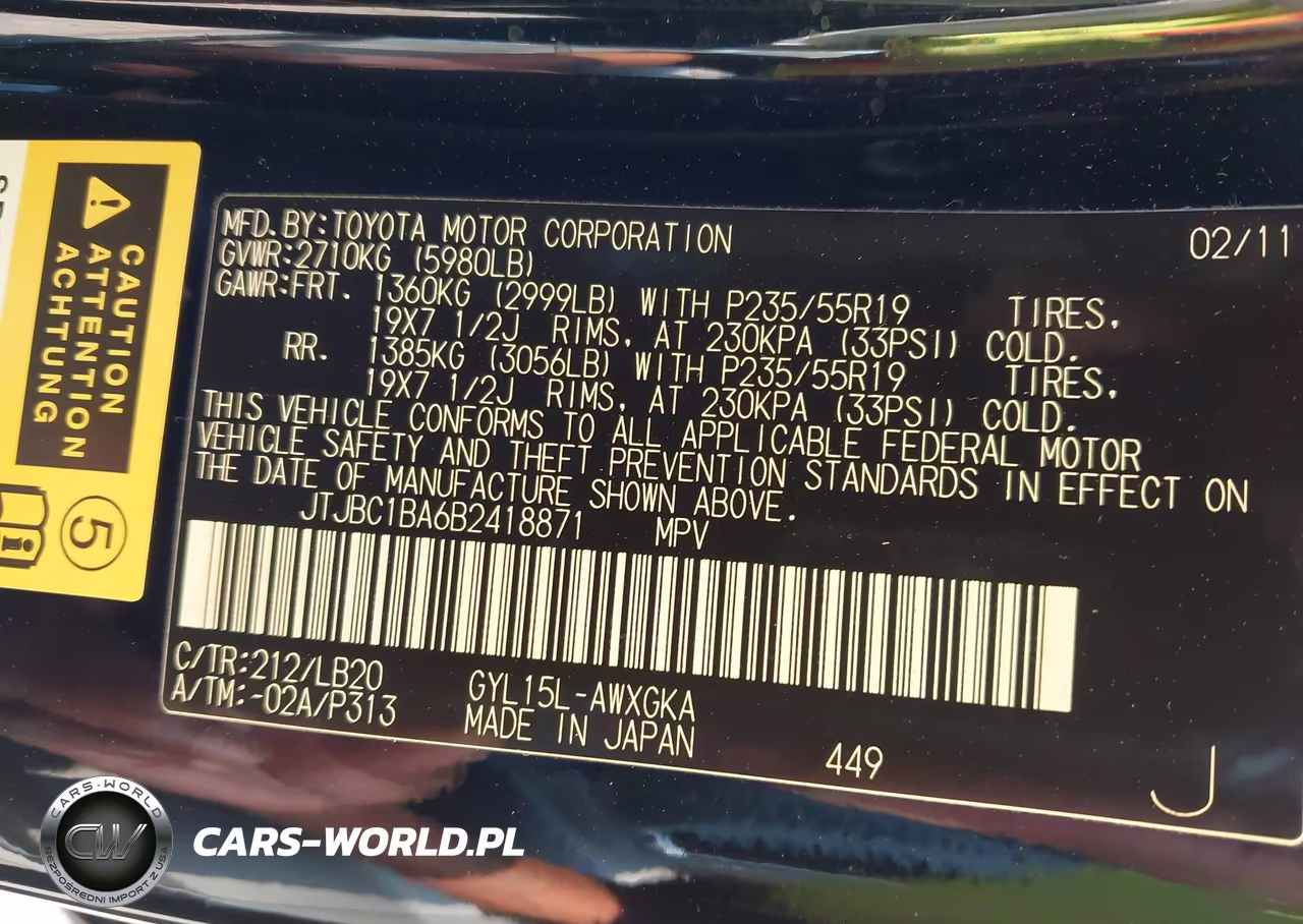 2011 Lexus Rx 450 VIN:JTJBC1BA6B2418871 - 9