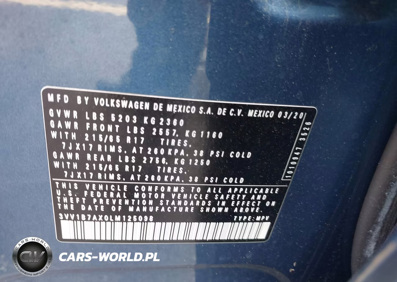 2020 Volkswagen Tiguan 2.0T S VIN:3VV1B7AX0LM125098 - 9