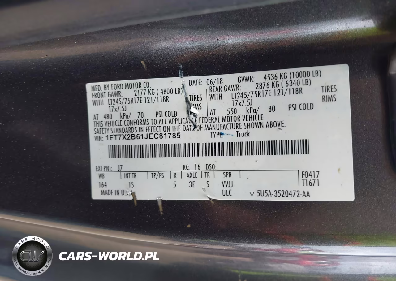 2018 Ford F-250 Xl VIN:1FT7X2B61JEC81785 - 9