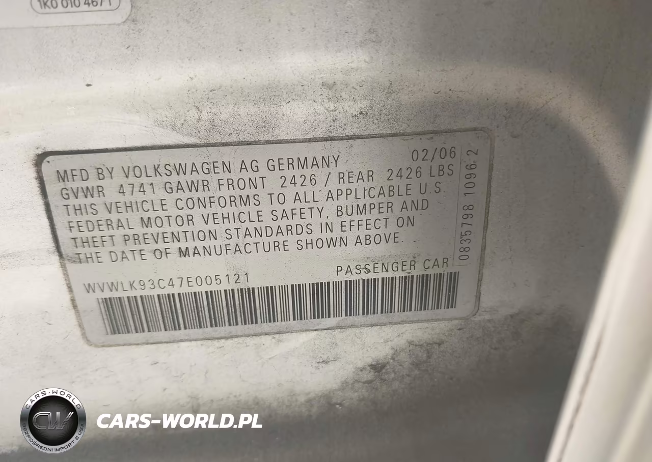 2007 Volkswagen Passat 2.0T VIN:WVWLK93C47E005121 - 9