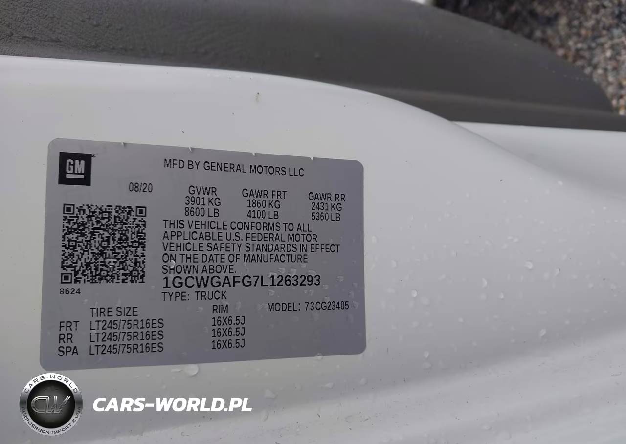2020 Chevrolet Express Cargo Rwd 2500 Regular Wheelbase Wt VIN:1GCWGAFG7L1263293 - 9