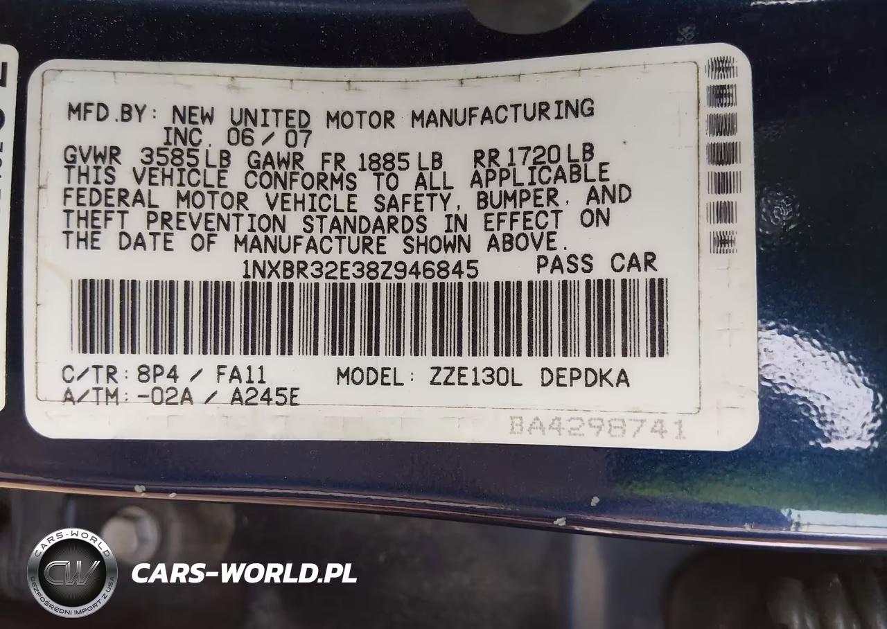 2008 Toyota Corolla Ce VIN:1NXBR32E38Z946845 - 9