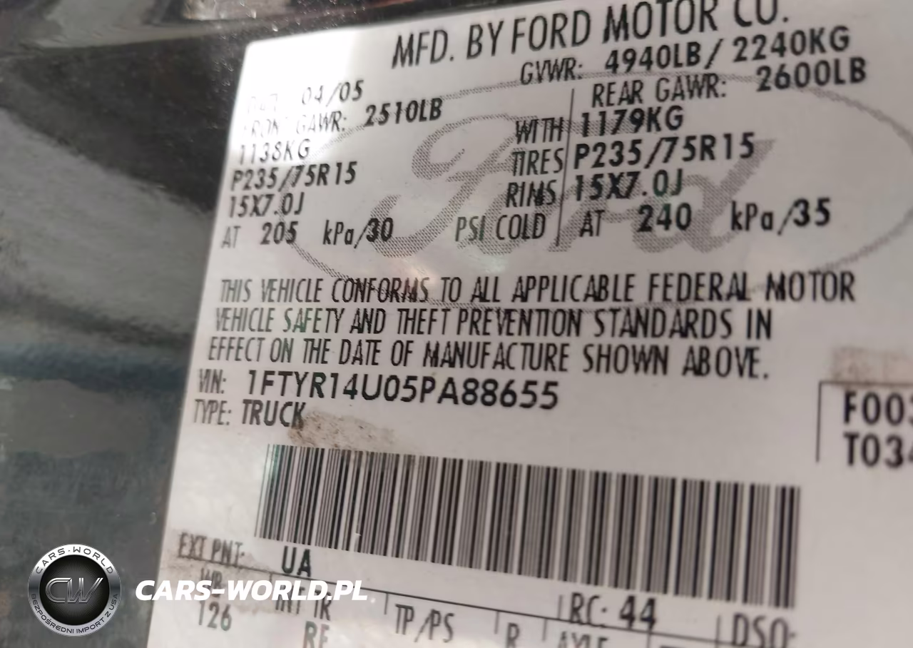 2005 Ford Ranger Edge-Stx-Xl-Xlt VIN:1FTYR14U05PA88655 - 9