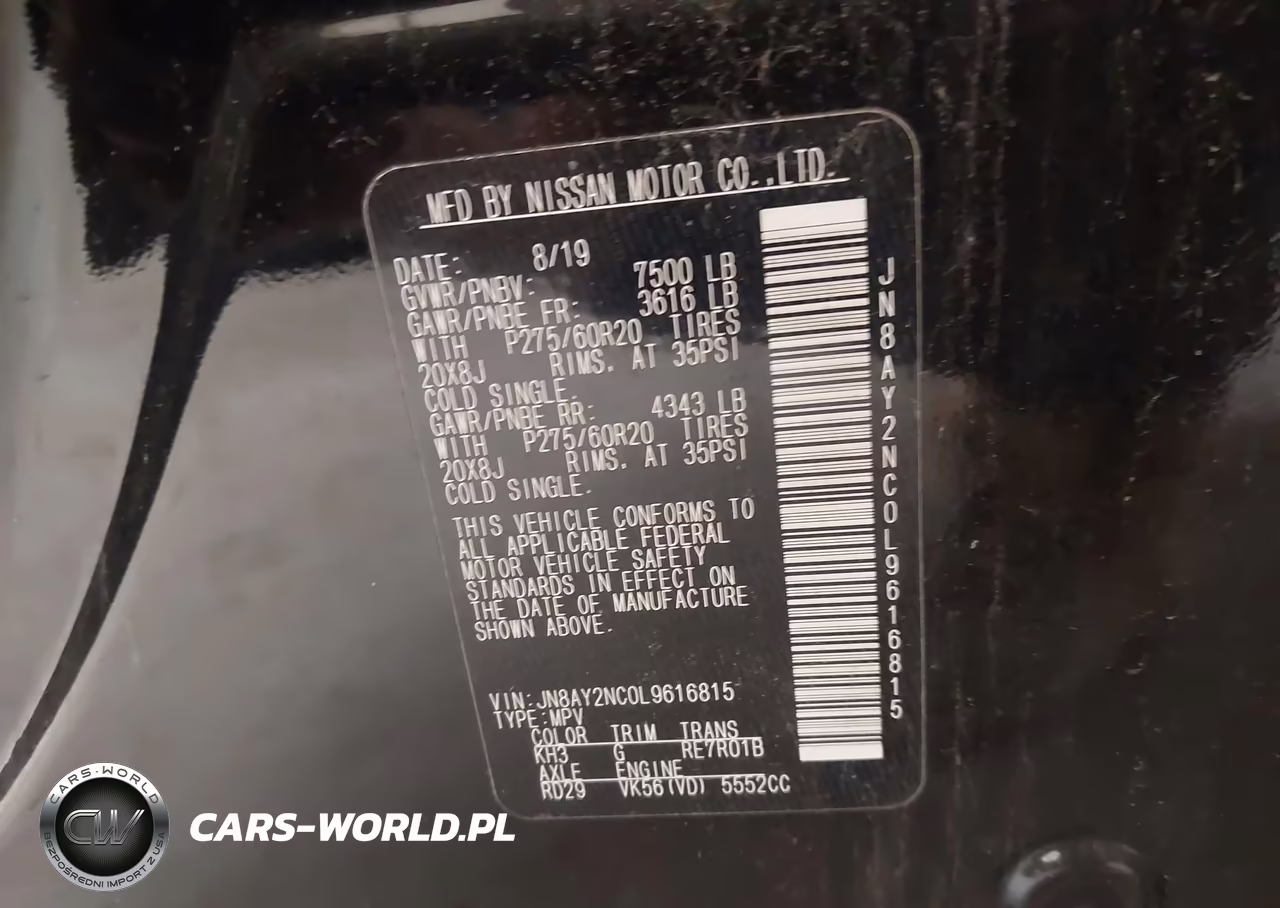 2020 Nissan Armada Sl 4Wd VIN:JN8AY2NC0L9616815 - 9